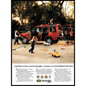 1994 Land Rovery Discovery 4x4 SUV Vintage Print Ad Surviving Kids Wall Art